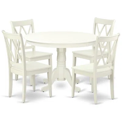 East West Furniture Dining Room Set Linen White, Hlcl5-lwh-w In Neutral