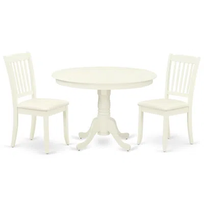 East West Furniture Dining Room Set Linen White, Hlda3-lwh-c
