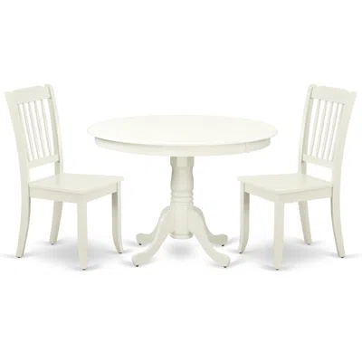 East West Furniture Dining Room Set Linen White, Hlda3-lwh-w In Brown