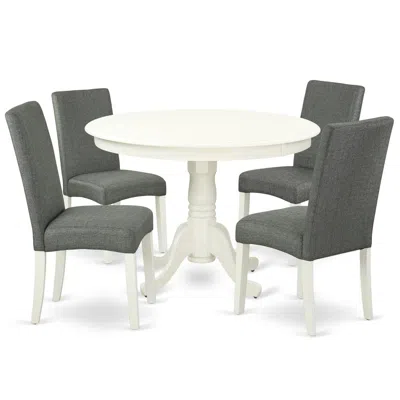 East West Furniture Dining Room Set Linen White, Hldr5-lwh-07 In Green