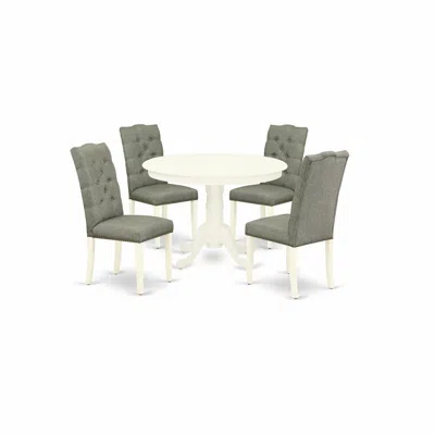 East West Furniture Dining Room Set Linen White, Hlel5-lwh-07 In Gray