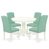East West Furniture Dining Room Set Linen White, Hlen5-lwh-57