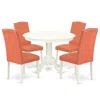 East West Furniture Dining Room Set Linen White, Hlen5-lwh-78