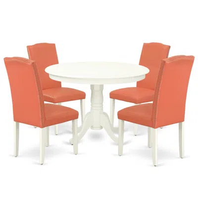 East West Furniture Dining Room Set Linen White, Hlen5-lwh-78
