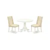 East West Furniture Dining Room Set Linen White, Hlfl3-lwh-01