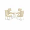 East West Furniture Dining Room Set Linen White, Hlfl5-lwh-01 In Neutral
