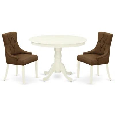 EAST WEST FURNITURE DINING ROOM SET LINEN WHITE, HLFR3-LWH-18
