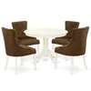 East West Furniture Dining Room Set Linen White, Hlfr5-lwh-18 In Brown