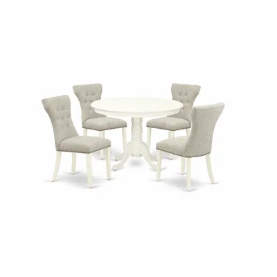 East West Furniture Dining Room Set Linen White, Hlga5-lwh-35 In Gray