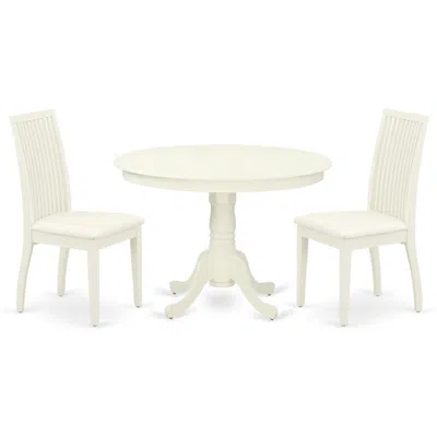 East West Furniture Dining Room Set Linen White, Hlip3-lwh-c