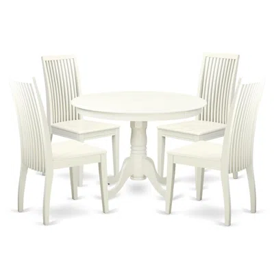 East West Furniture Dining Room Set Linen White, Hlip5-lwh-w