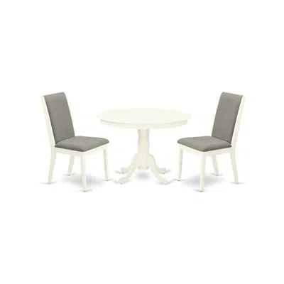 East West Furniture Dining Room Set Linen White, Hlla3-lwh-06