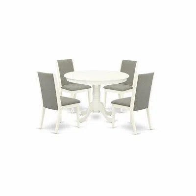 East West Furniture Dining Room Set Linen White, Hlla5-lwh-06