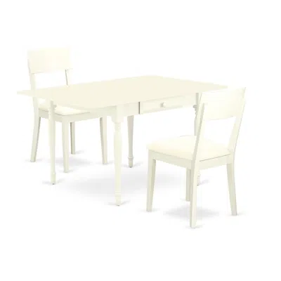 East West Furniture Dining Room Set Linen White, Mzad3-lwh-lc