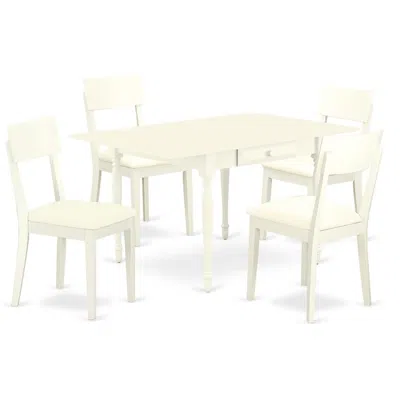 East West Furniture Dining Room Set Linen White, Mzad5-lwh-lc In Brown