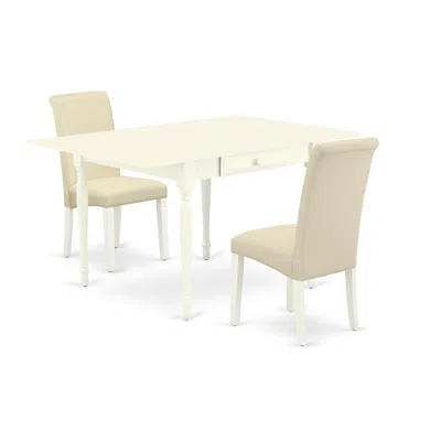 East West Furniture Dining Room Set Linen White, Mzba3-lwh-01