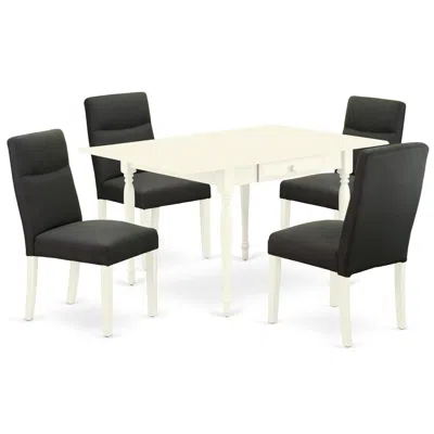 East West Furniture Dining Room Set Linen White, Mzbe5-lwh-20