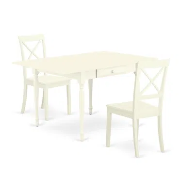 East West Furniture Dining Room Set Linen White, Mzbo3-lwh-w