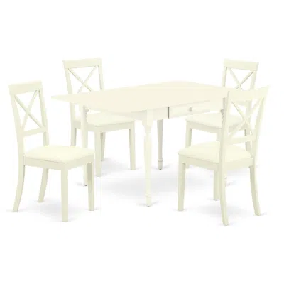 East West Furniture Dining Room Set Linen White, Mzbo5-lwh-lc In Blue