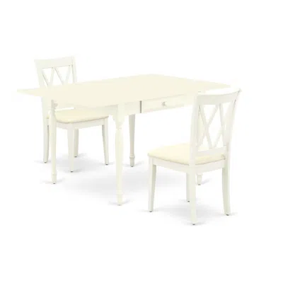 East West Furniture Dining Room Set Linen White, Mzcl3-lwh-c