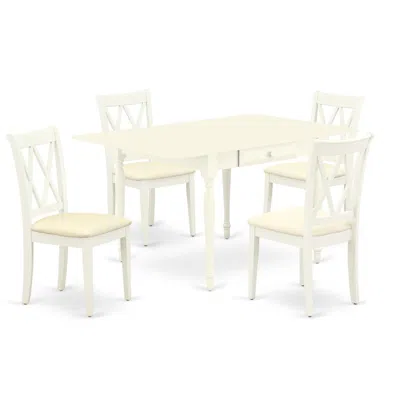 East West Furniture Dining Room Set Linen White, Mzcl5-lwh-c In Gold