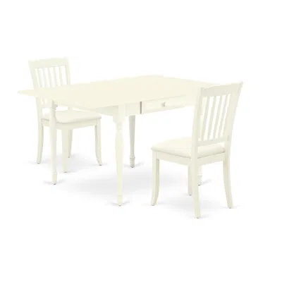 East West Furniture Dining Room Set Linen White, Mzda3-lwh-c