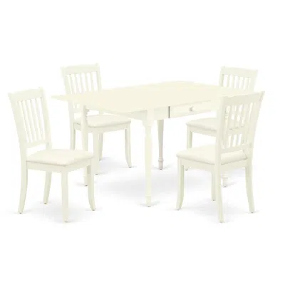 East West Furniture Dining Room Set Linen White, Mzda5-lwh-c In Neutral