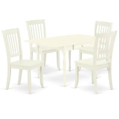 East West Furniture Dining Room Set Linen White, Mzda5-lwh-w