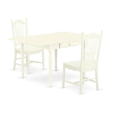 East West Furniture Dining Room Set Linen White, Mzdo3-lwh-w