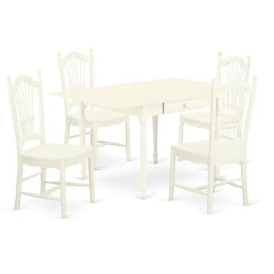 East West Furniture Dining Room Set Linen White, Mzdo5-lwh-w In Neutral