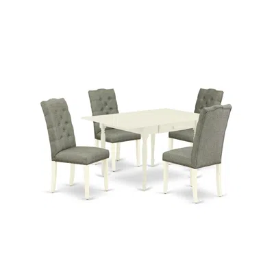 East West Furniture Dining Room Set Linen White, Mzel5-lwh-07