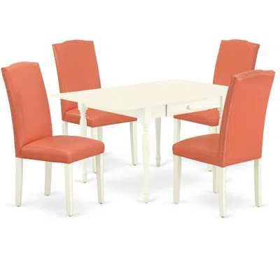 East West Furniture Dining Room Set Linen White, Mzen5-lwh-78 In Animal Print