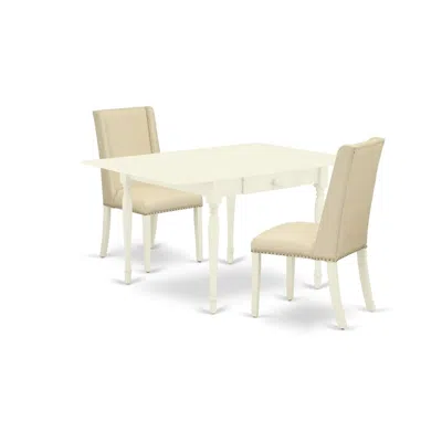 East West Furniture Dining Room Set Linen White, Mzfl3-lwh-01