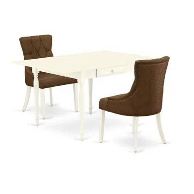 East West Furniture Dining Room Set Linen White, Mzfr3-lwh-18