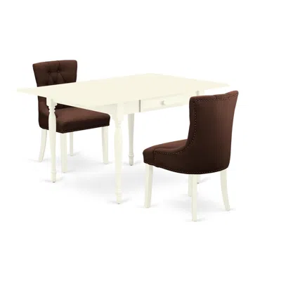 East West Furniture Dining Room Set Linen White, Mzfr3-lwh-19 In Brown