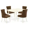 East West Furniture Dining Room Set Linen White, Mzfr5-lwh-18 In Brown