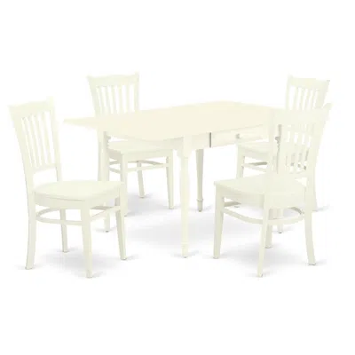 East West Furniture Dining Room Set Linen White, Mzgr5-lwh-w In Neutral