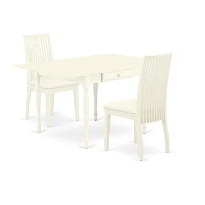 East West Furniture Dining Room Set Linen White, Mzip3-lwh-c In Brown