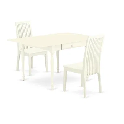 East West Furniture Dining Room Set Linen White, Mzip3-lwh-w
