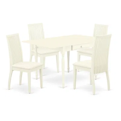 East West Furniture Dining Room Set Linen White, Mzip5-lwh-c