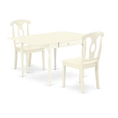 East West Furniture Dining Room Set Linen White, Mzke3-lwh-w
