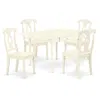 East West Furniture Dining Room Set Linen White, Mzke5-lwh-w