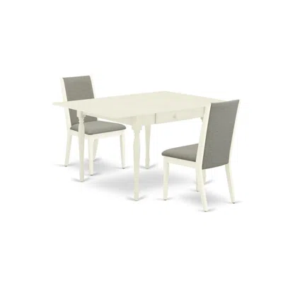 East West Furniture Dining Room Set Linen White, Mzla3-lwh-06