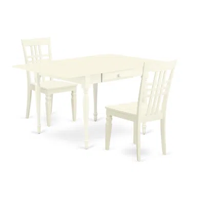 East West Furniture Dining Room Set Linen White, Mzlg3-lwh-w