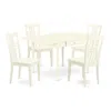 East West Furniture Dining Room Set Linen White, Mzlg5-lwh-w