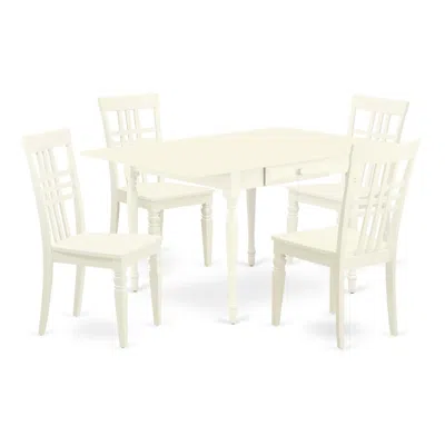 East West Furniture Dining Room Set Linen White, Mzlg5-lwh-w