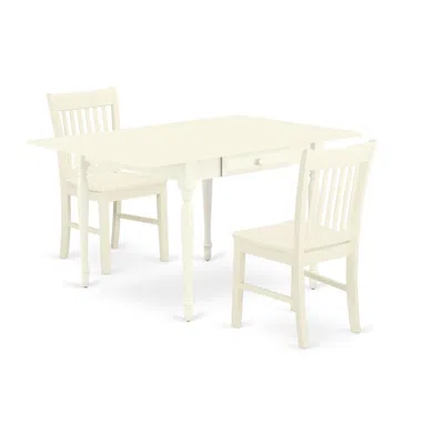 East West Furniture Dining Room Set Linen White, Mzno3-lwh-w