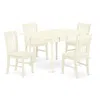 East West Furniture Dining Room Set Linen White, Mzno5-lwh-w