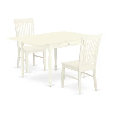 East West Furniture Dining Room Set Linen White, Mzwe3-lwh-w