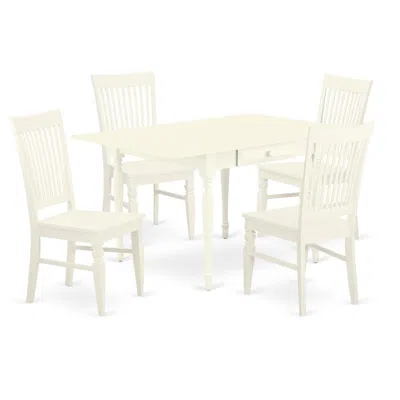 East West Furniture Dining Room Set Linen White, Mzwe5-lwh-w In Brown